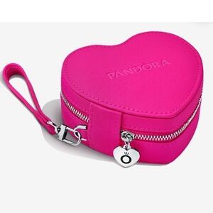 PANDORA Heart Shaped Pink Jewelry Case Organizer Travel Bag Wristlet BRAND NEW